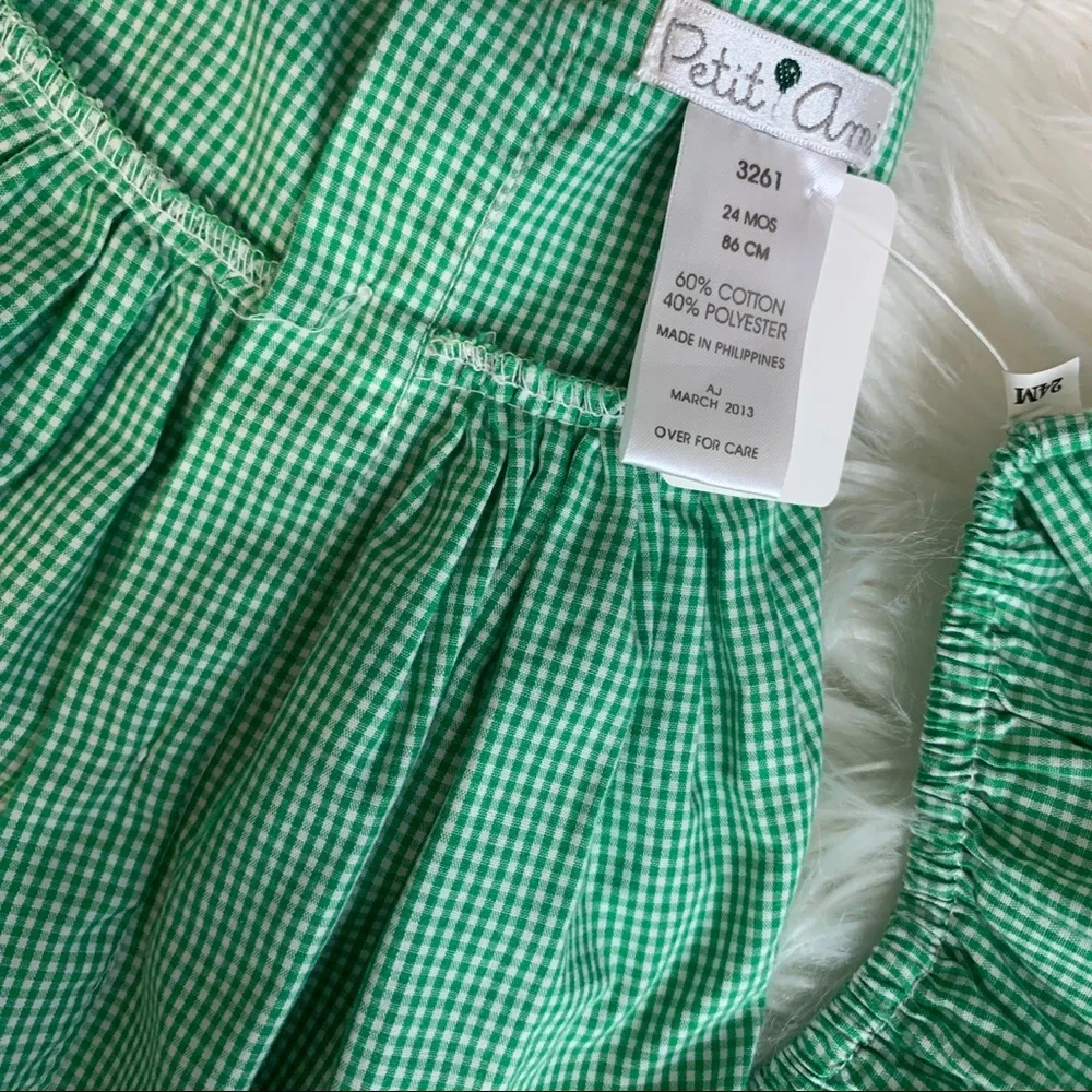 Petit Ami dress - 24 mo - green/white  checkered